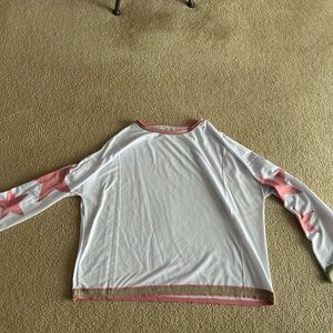 Amazon White Long Sleeve Tee with Pink Stars